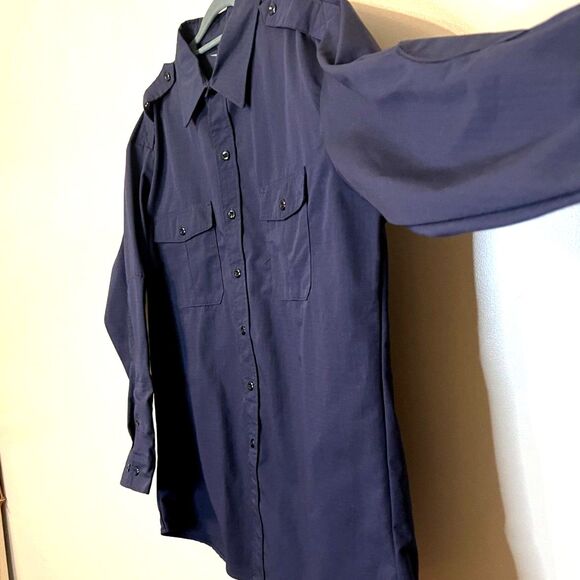 Tactical Field Shirt Rip-StopMens Blue XL PolyCotton Long Sleeve Button Front - Picture 9 of 15